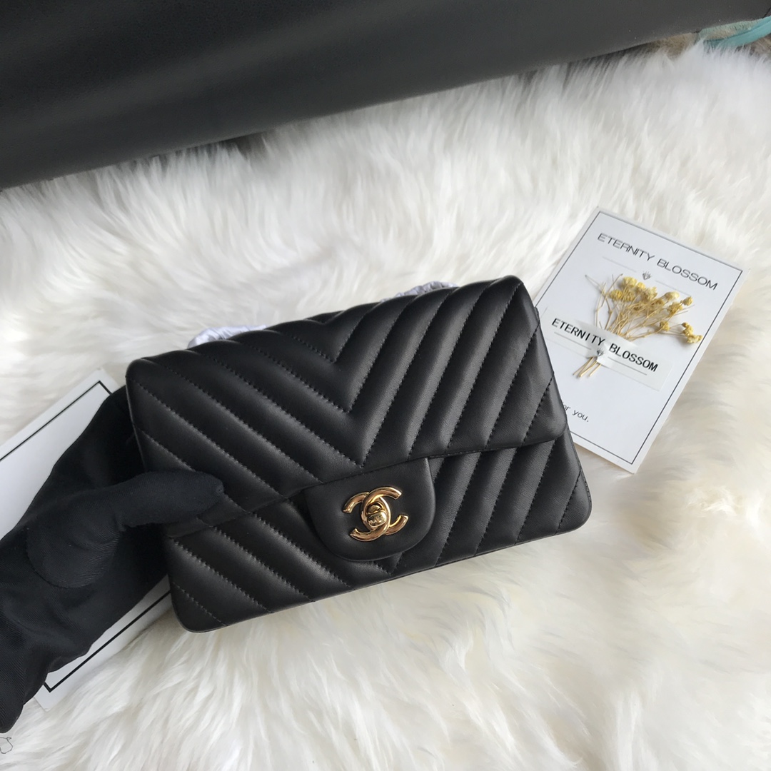 Small Classic Flap Lambskin Bag A01116 Black/Gold